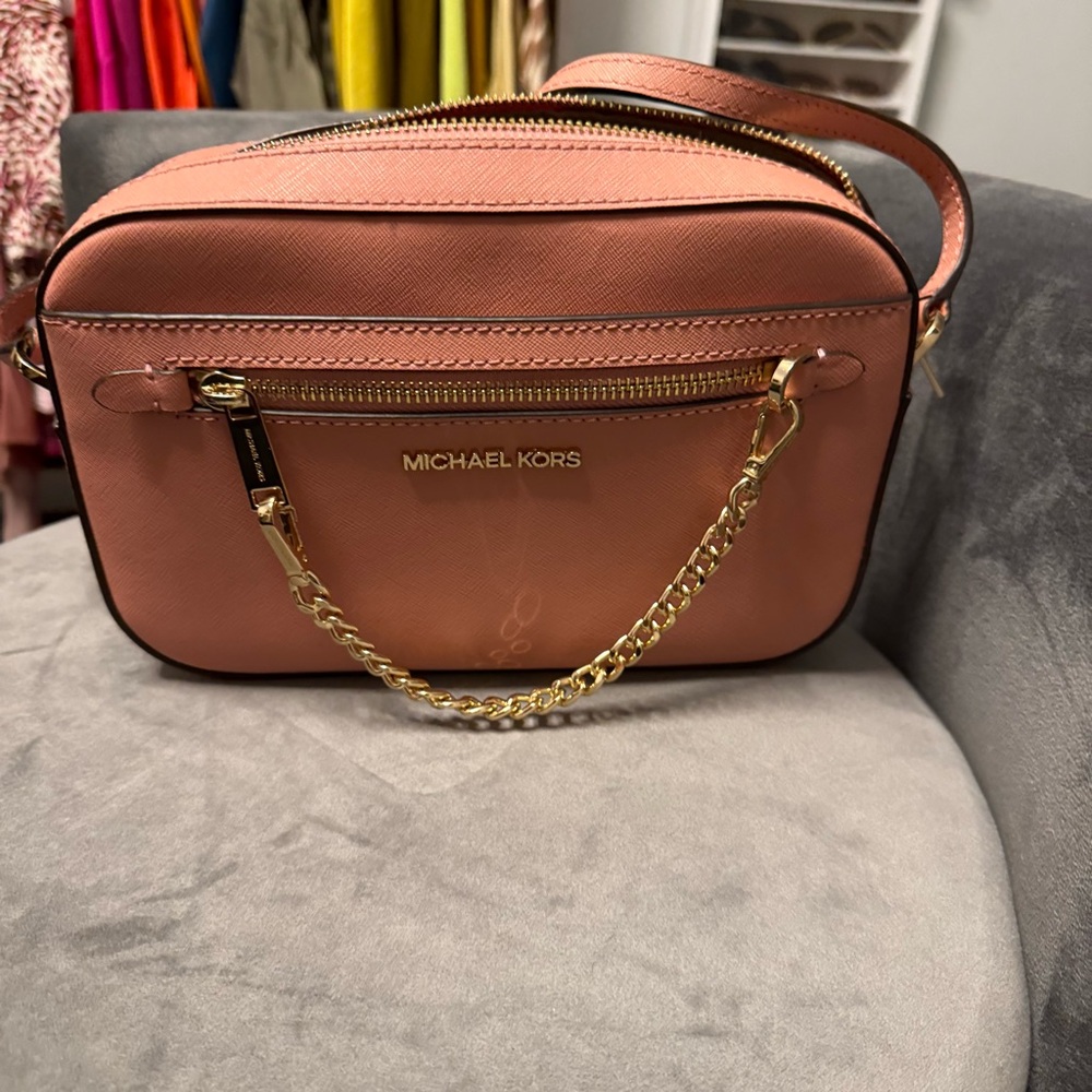 Michael Kors Pink Shoulder Bag with Gold Accents